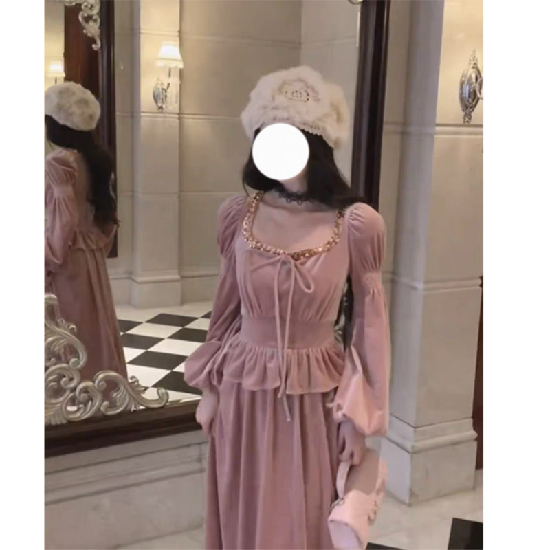外贸出口转内销礼服裙高级感黑色裙子丝绒长裙秋冬新款后战袍名媛