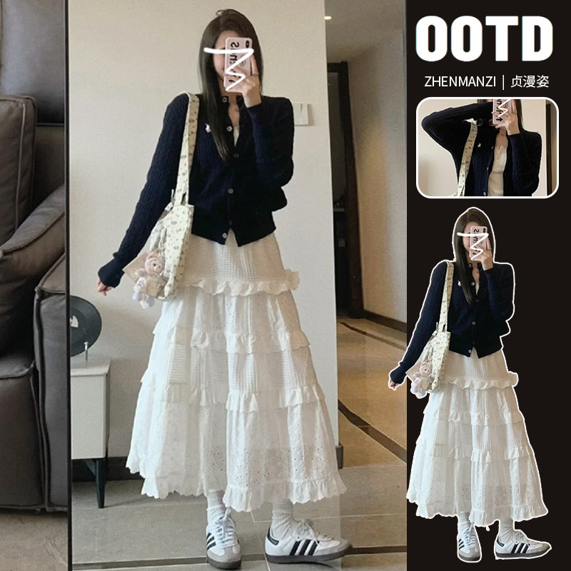 外贸出口转内销秋冬装新款白色连衣裙子女装小个子高级感韩系穿搭