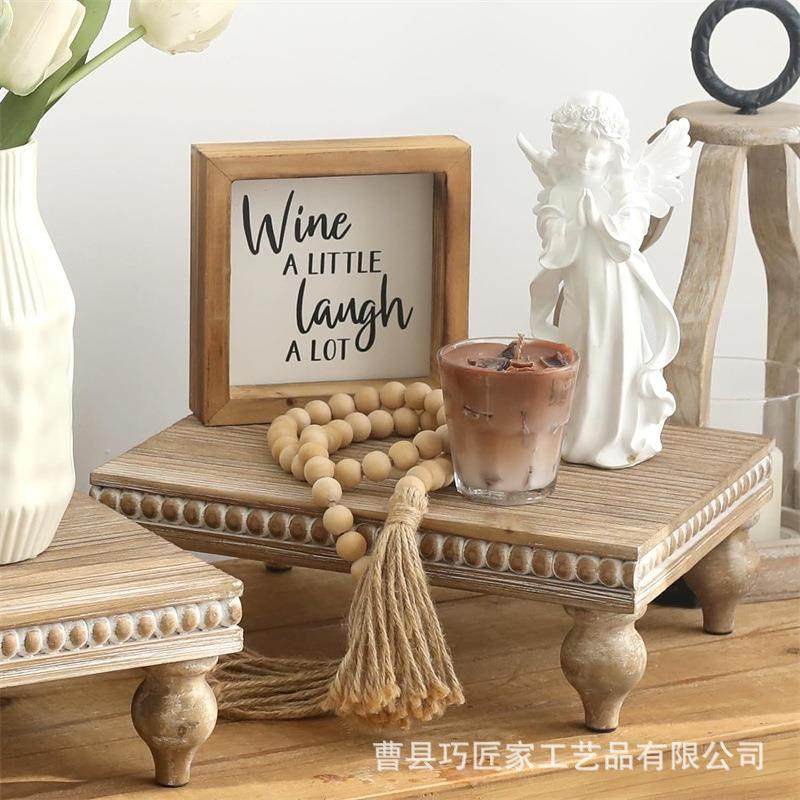 创意木质底座家居装饰茶几相框摆件点心托盘乡村风装饰实木收纳架,橡塑材料及制品,亚克力管/有机玻璃管,淘宝优惠券,粉丝福利购,淘宝优惠卷