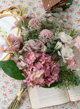 墨染星辰陆莲蒲公英手札墙饰仿真花家居跨境婚庆手捧花束CF02133