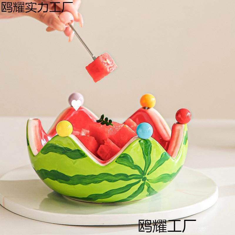 高级感甜品西瓜果叉罐创意可爱水果签客厅家用水果叉子套装水果叉,手表,配件,淘宝优惠券,粉丝福利购,淘宝优惠卷