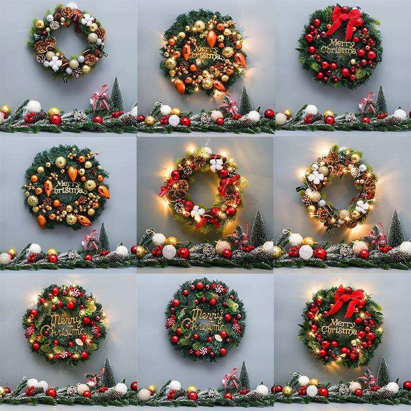 圣诞节装饰圣诞球花环带灯门挂创意圣诞场景布置彩球藤圈墙面装饰,橡塑材料及制品,亚克力管/有机玻璃管,淘宝优惠券,粉丝福利购,淘宝优惠卷