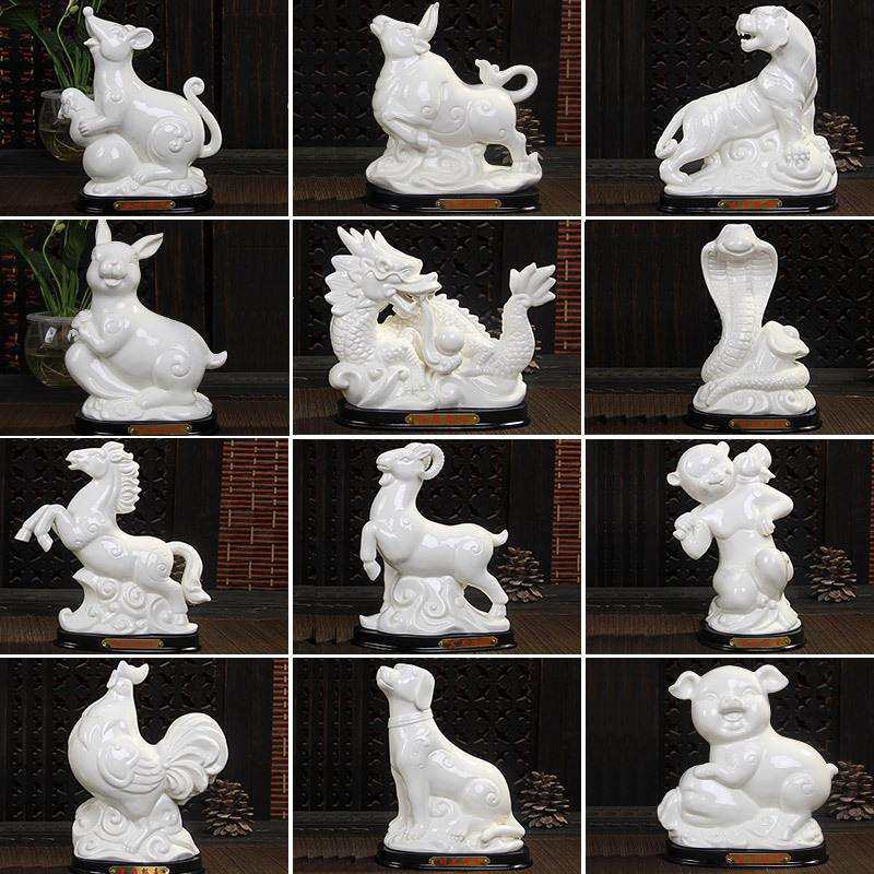 陶瓷十二生肖摆件红色鼠牛虎兔龙蛇马羊猴鸡狗猪家装饰品风水摆设,橡塑材料及制品,亚克力管/有机玻璃管,淘宝优惠券,粉丝福利购,淘宝优惠卷