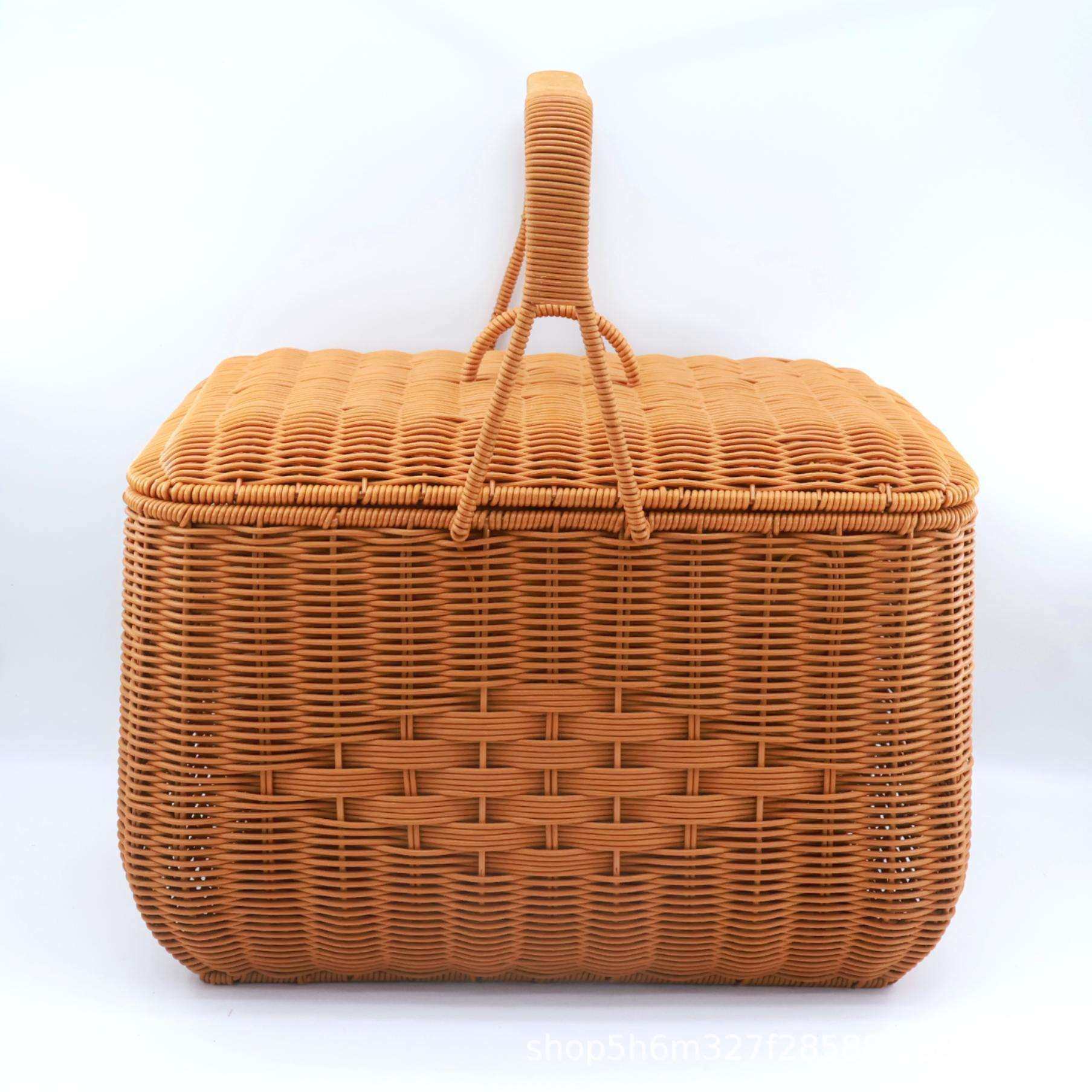 仿藤编织篮手提篮户外野餐篮收纳购物篮手提拜拜篮水果带盖收纳筐,橡塑材料及制品,亚克力管/有机玻璃管,淘宝优惠券,粉丝福利购,淘宝优惠卷