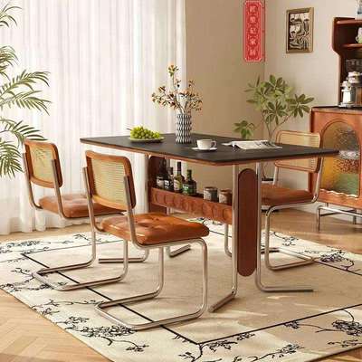 法式岩板餐桌莫比恩大板桌椅布伦特复古现代小户型中古风家用餐桌