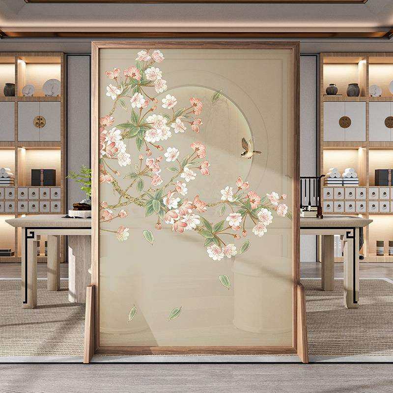 实木屏风隔断客厅新中式家用卧室遮挡床边办公室茶室餐厅入户花鸟,橡塑材料及制品,亚克力管/有机玻璃管,淘宝优惠券,粉丝福利购,淘宝优惠卷