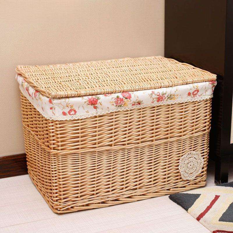 K532收纳箱大号有盖藤编整理箱 抽屉储物箱柳编百纳盒 收纳筐篮收