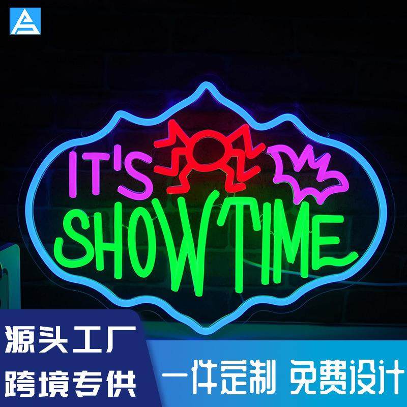 跨境酒吧氛围灯牌霓虹灯万圣节英文字母灯牌亚马逊爆款led装饰灯