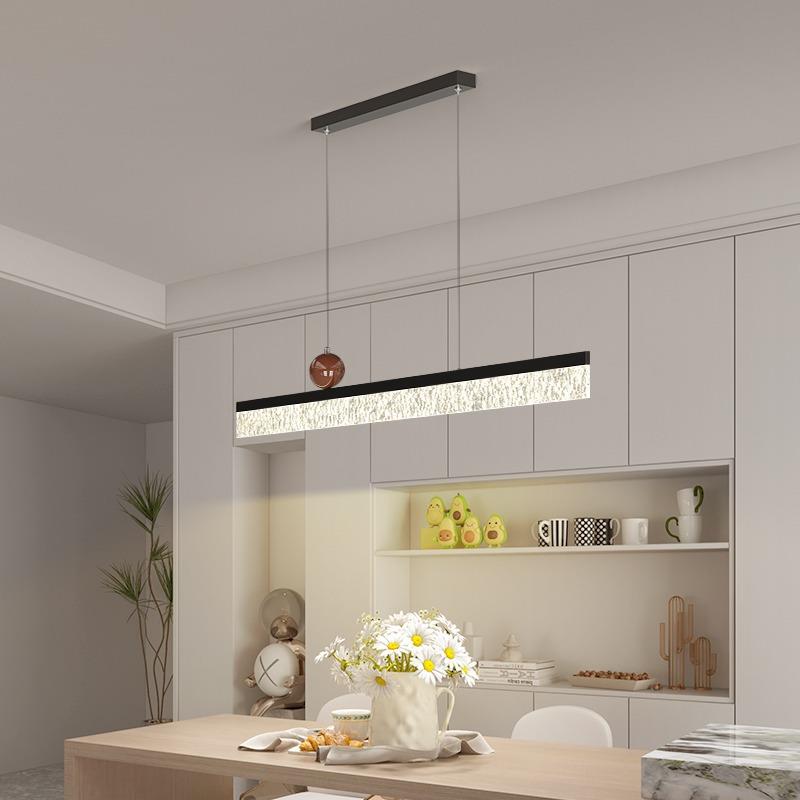 意式极简客厅吊灯现代一字水波纹灯设计师长条灯餐厅吊灯