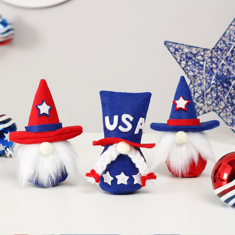 跨境新品美国独立日公仔娃娃 无脸老人巫师帽鲁道夫 摆件装饰品