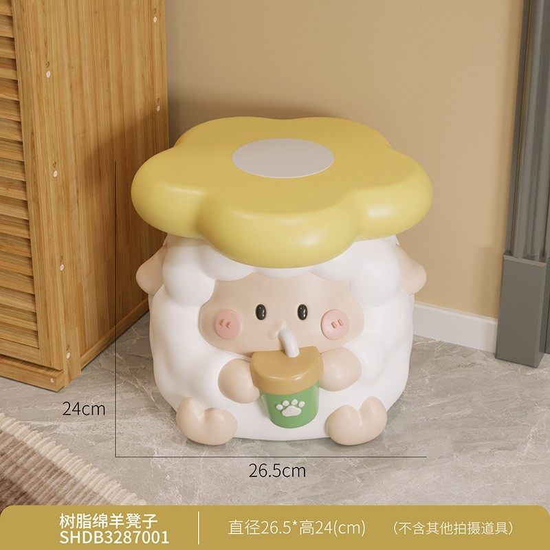 可爱创意 绵羊造型装饰客厅沙发边玄关矮凳换鞋凳树脂装饰摆件,收纳整理,收纳凳,淘宝优惠券,粉丝福利购,淘宝优惠卷