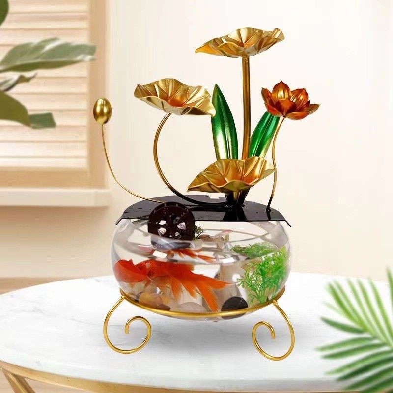 【升级加大版鱼缸】流水摆件玻璃鱼缸加湿客厅玄关办公室好运,家居饰品,流水摆件,淘宝优惠券,粉丝福利购,淘宝优惠卷
