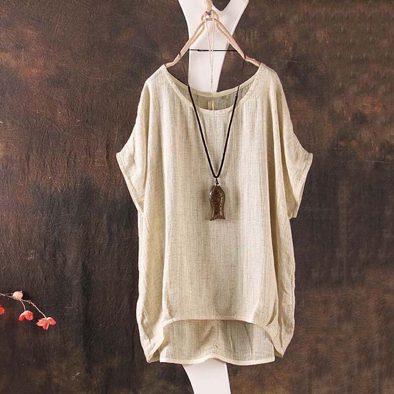 极速Summer Women Loose Causual Shirt Plus Size Blusas Retro
