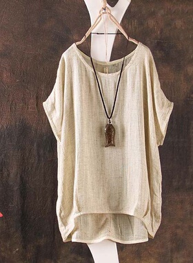 极速Summer Women Loose Causual Shirt Plus Size Blusas Retro