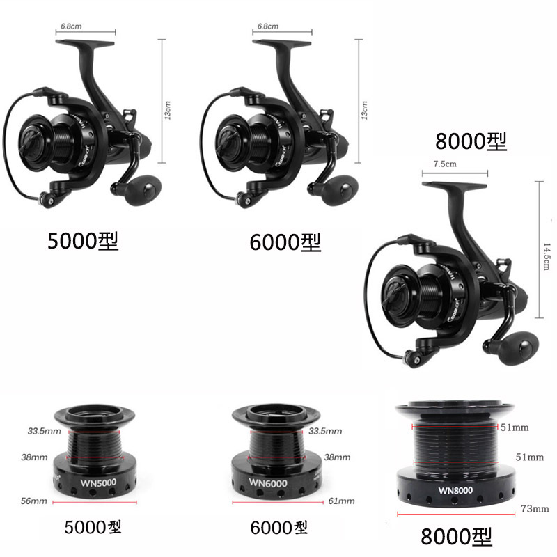 极速WN双泄力渔轮 全金属w线杯鱼线轮前后刹纺车轮远投轮鲤鱼轮