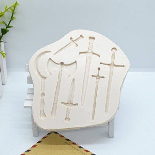 极速1pc Knight Sword Cake Silicone Mold FondOant Lace  Birth