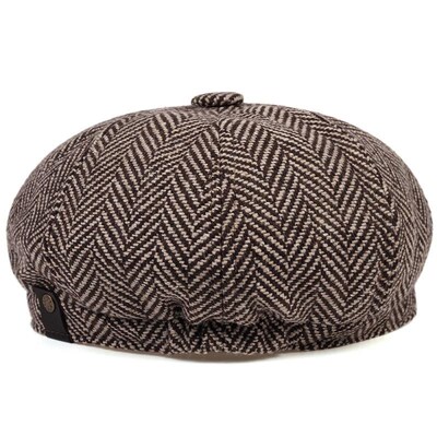 极速Fashionf Wool Newsboy Caps Mens Herringbone Flat Caps Wo