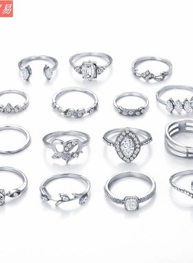 新品Womens Joint Rings Hollow Diamond LKove Ring Set Ring J
