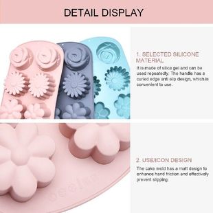极速6 Cells Silicoone Baking Pan Flowers Shape Soft Mold