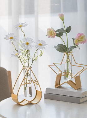 极速ins玻璃花瓶盆客厅卧室桌面房间装饰物N品摆件仿真假花束水培