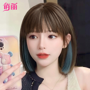 新品假发女短发全头套自然日常boboE仿真发Lisa同款时尚挑染新款