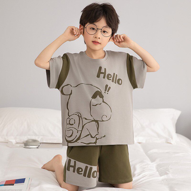 新品儿童睡衣夏季纯棉短袖s薄款套装男童男孩大童青少年2025新款