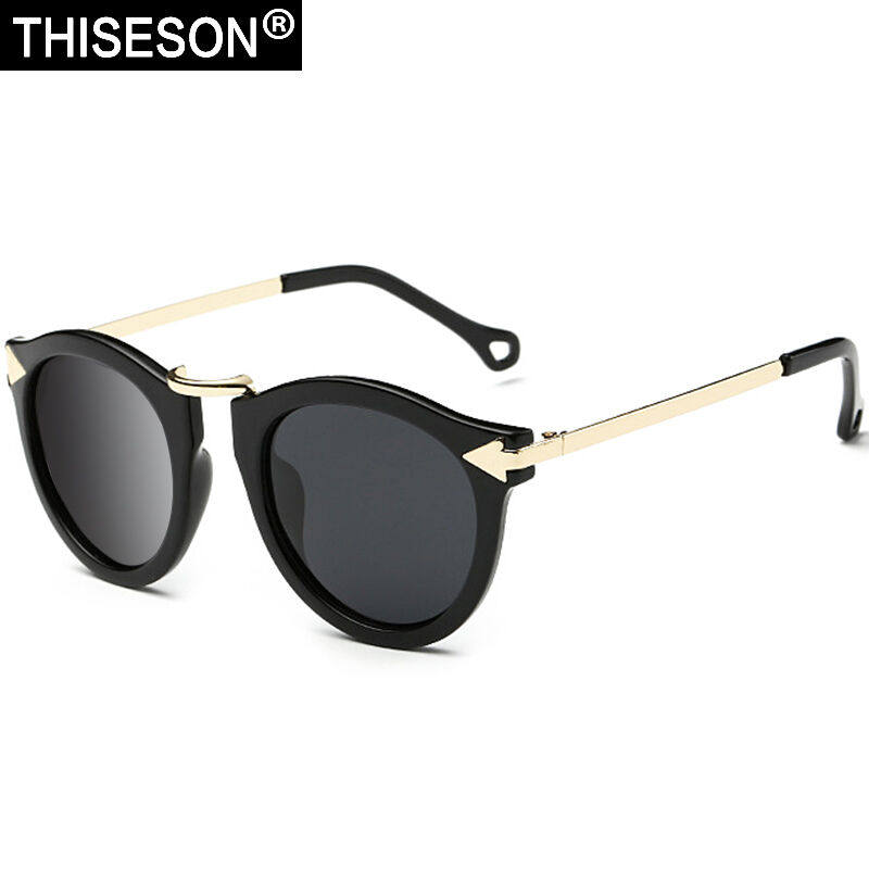 极速砾石金属箭头偏光太阳v镜女款韩版复古圆框潮太阳眼镜星范驾