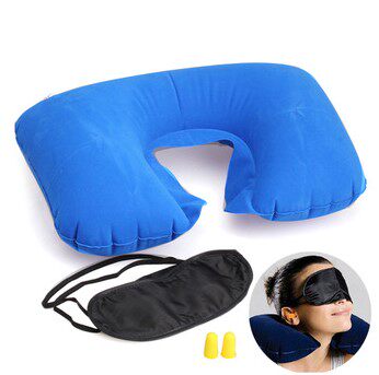 极速3 in1 Travel Set Inflataxble Neck Cushion Pillow + Eye P