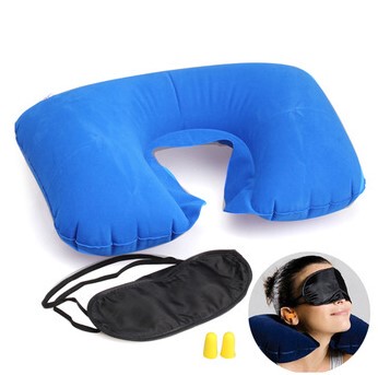 极速3 in1 Travel Set Inflataxble Neck Cushion Pillow + Eye P