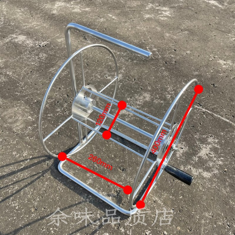 卷线盘空盘不锈钢绕线盘放线滚轮电线收纳盘手摇轱辘拖线盘卷管器图片