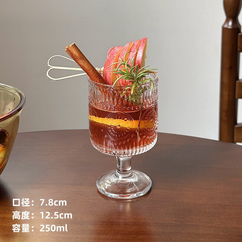 热红酒杯耶诞鸡尾酒向日葵高脚杯高颜值微醺煮酒喝洋酒杯玻璃杯子图片
