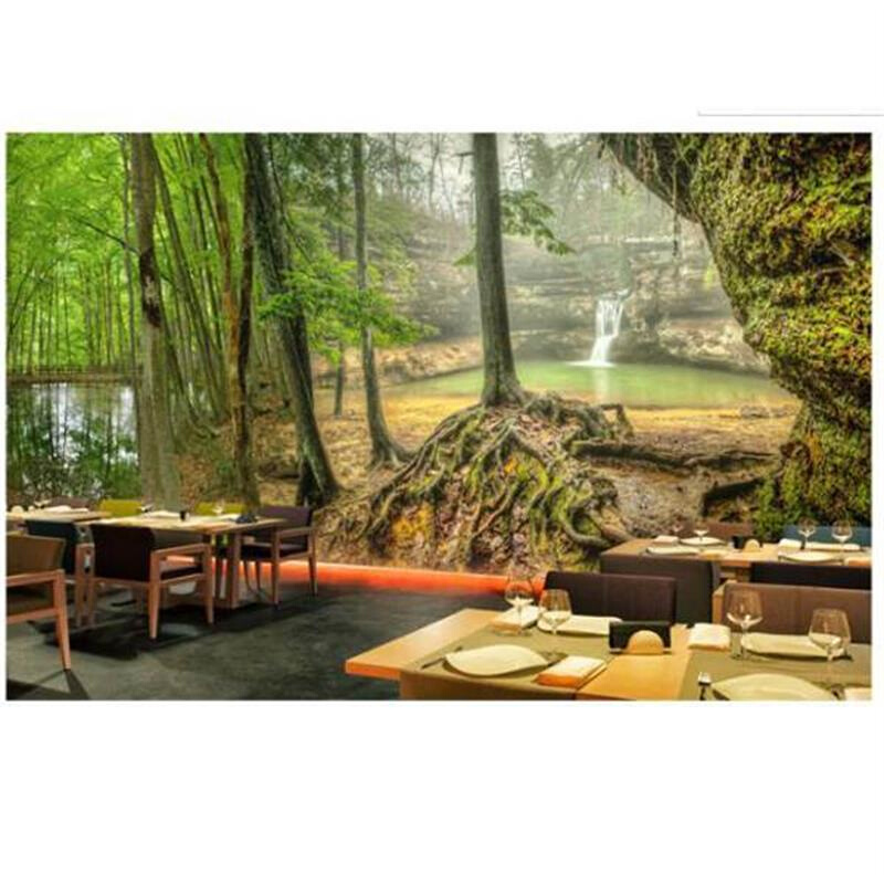 M3大D自然山水风景森林树林墙纸沙发餐厅酒店背景墙布壁画装饰画图片