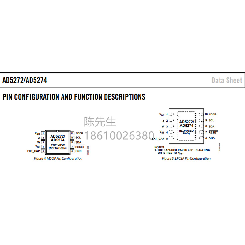 全新原装 AD5274BCPZ-20-RL7 AD5274BCPZ 丝印:DE9 封装:LFCSP10 电子元器件市场 集成电路（IC） 原图主图