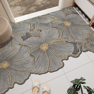 轻奢复古花卉进门地垫入户门垫可擦免洗裁剪耐脏pvc玄关门口地毯