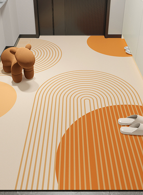 橙色奶油风地垫入户门垫pvc可擦洗地毯门垫进门耐脏防滑门口脚垫