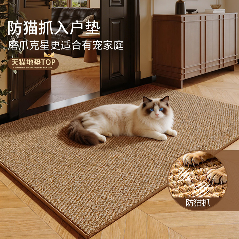 仿剑麻防猫抓入户门地垫耐脏可机洗中古风进门地毯可裁剪门口门垫