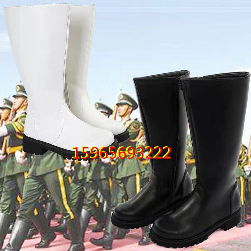 高筒皮靴骑士靴子摄影靴阅兵靴仪仗队靴阅兵靴升旗手长筒靴
