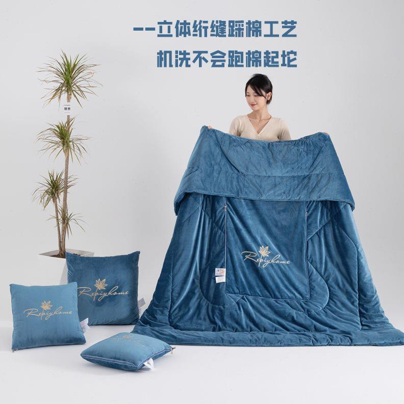 A类婴儿绒两用抱枕被加厚加重可折叠车上靠垫办公室沙发午睡毛毯
