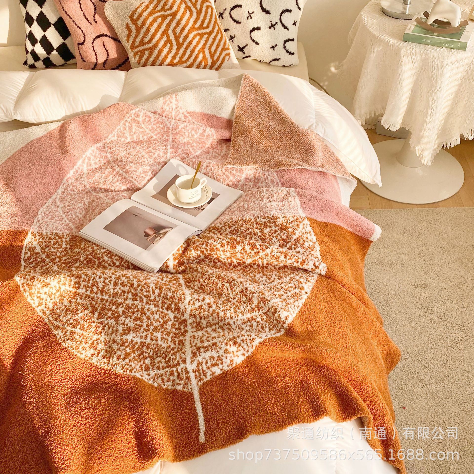 新品软绵绵半边绒毛绒针织盖毯沙发毯家居软装配饰摄影道具