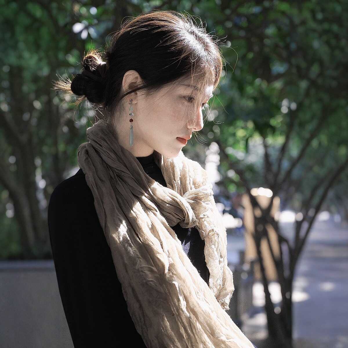 县城文学复古棉麻围巾女薄款文艺