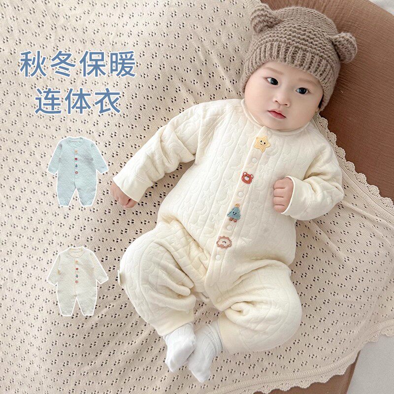 意大利风TTIT新生婴儿衣服春秋冬装婴幼儿纯棉加厚爬服夹棉连体衣