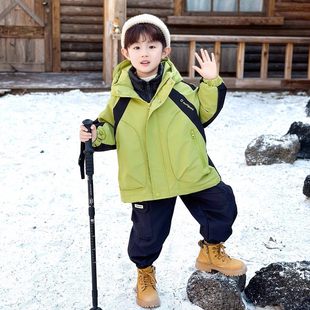 法国Uamtor男童秋冬装羽绒服内胆三合一冲锋衣外套2025冬季新款潮