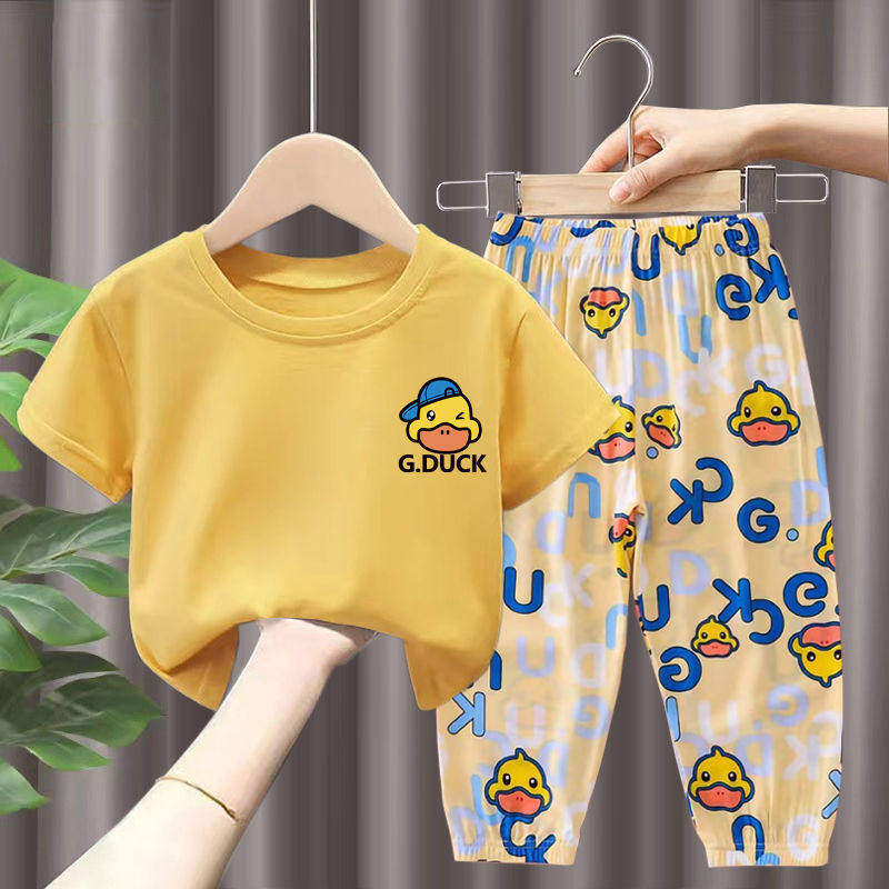 英国DHWA儿童套装夏季短袖长裤男孩女宝宝婴幼儿休闲夏装2026新款