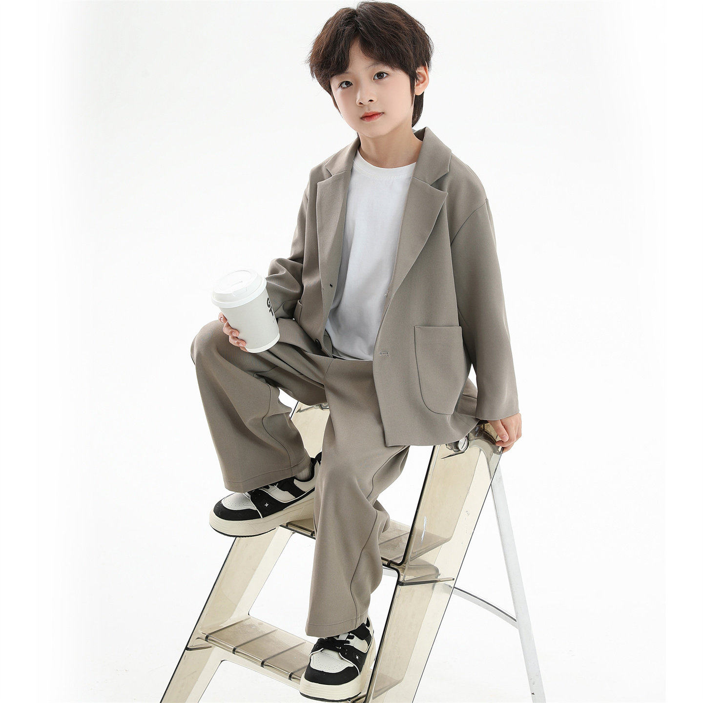 韩国Uamtor男童主持人西装礼服春秋2026新款男孩高端帅气西服套装