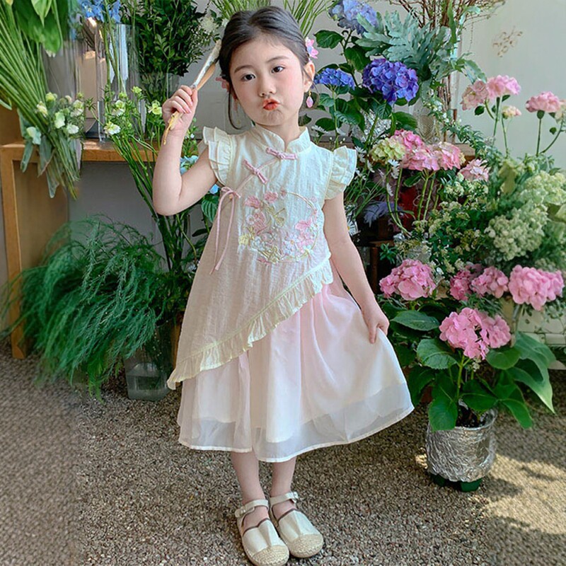Next Alice女童洋气旗袍连衣裙夏季2026新款儿童汉服时髦公主裙子