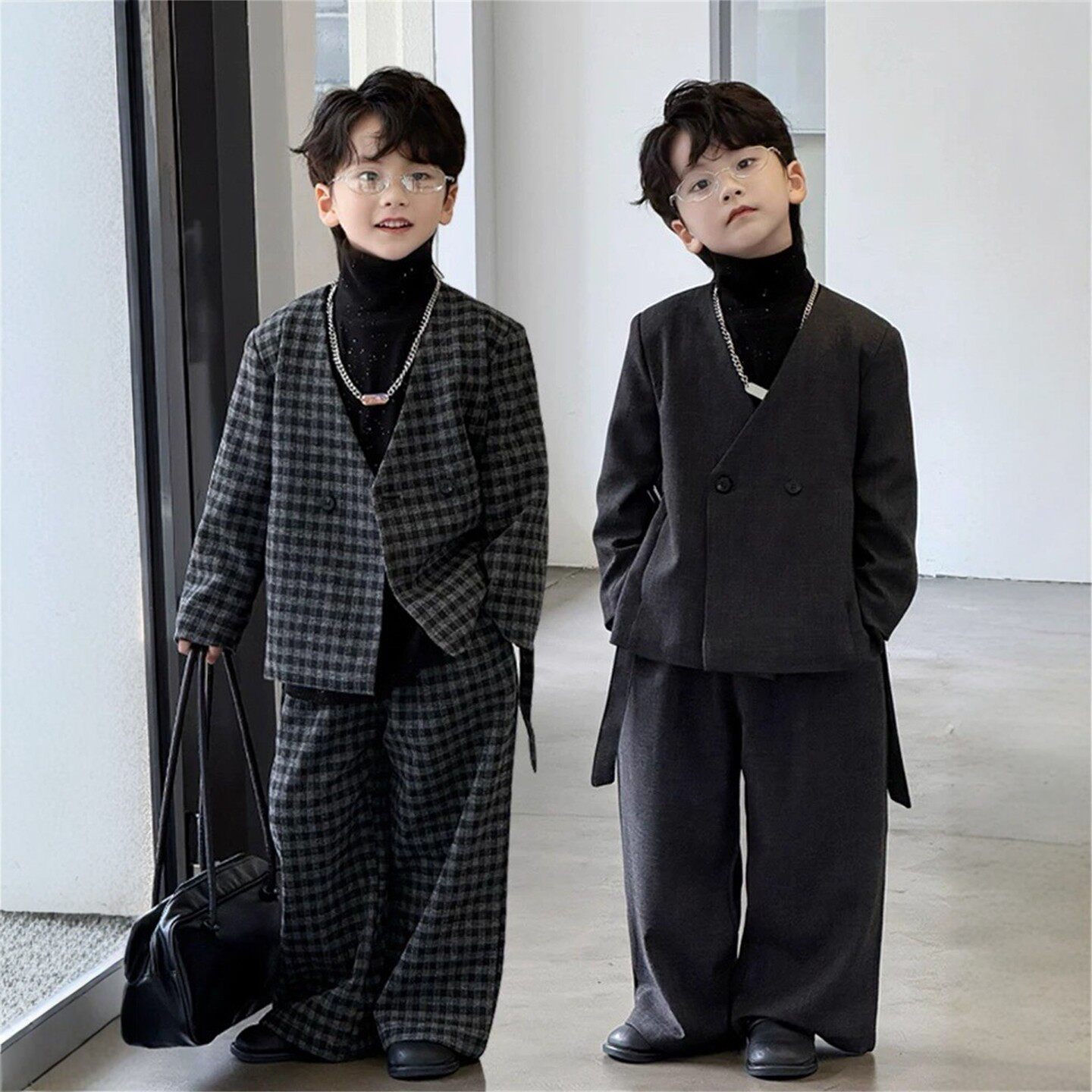 韩国Uamtor男童西装套装秋冬2025新款洋气儿童小西装礼服韩版穿搭