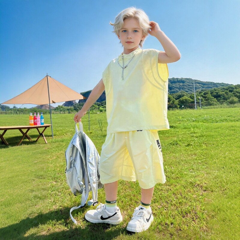 法国BADNUT男童套装夏季2026新款儿童休闲短袖中大童速干运动服潮