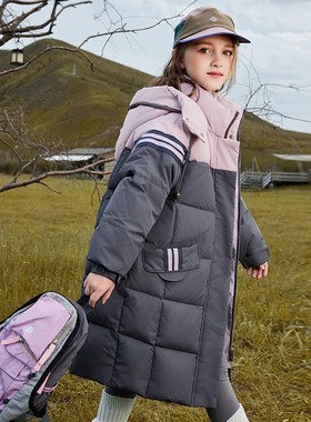 NEXT GJLG 儿童中长款羽绒服2025新款女童洋气加厚保暖连帽外套潮