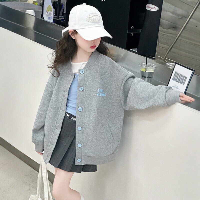 法国BADNUT女童外套春秋2026新款儿童时髦字母百搭中大童棒球服