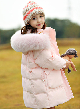 英国Next Kiss儿童羽绒服女童2024新款韩版冬装中大童中长款外套